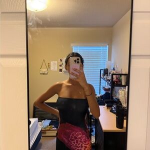 Elegant Black and Pink Strapless Dress